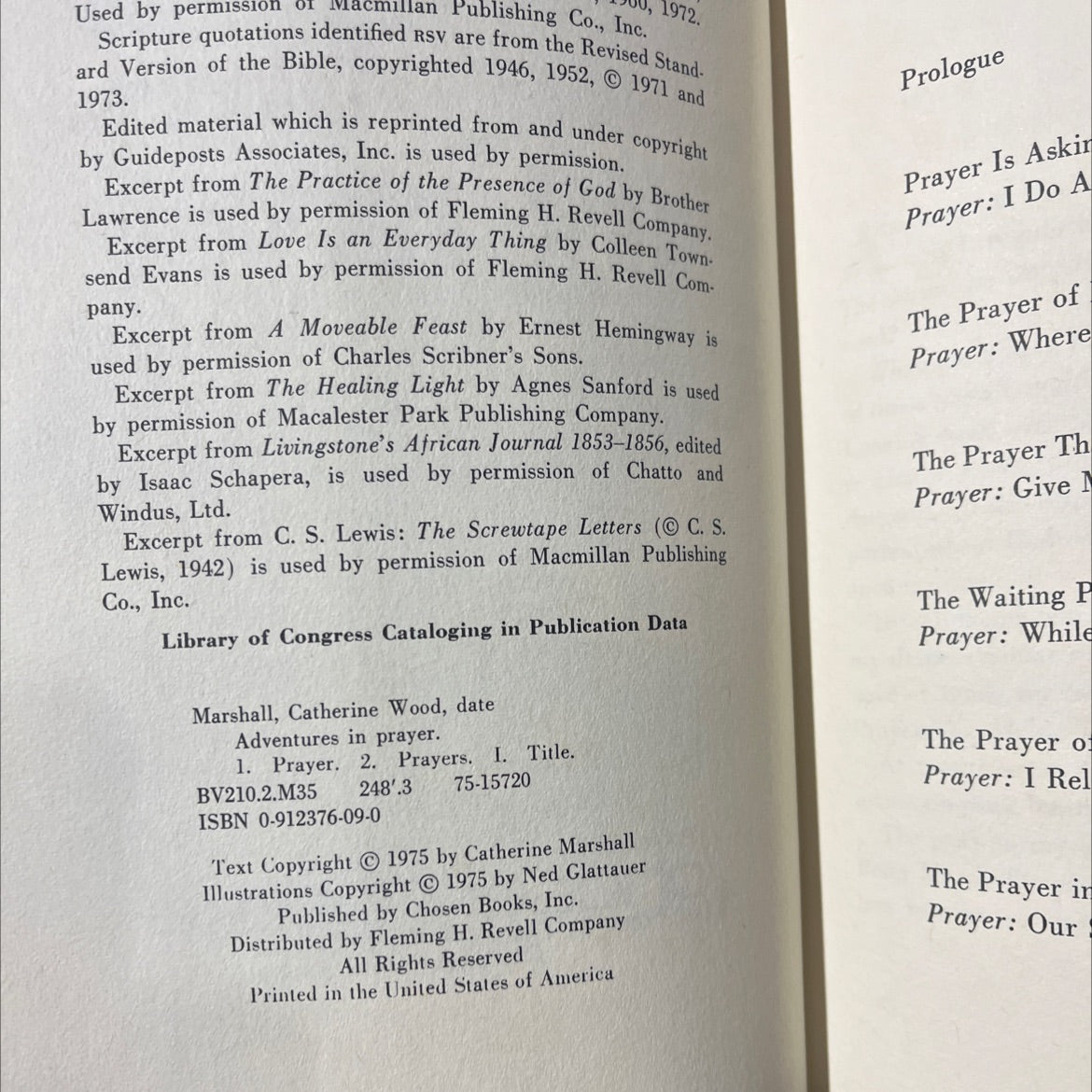 adventures in prayer book, by catherine marshall, 1975 Hardcover image 3