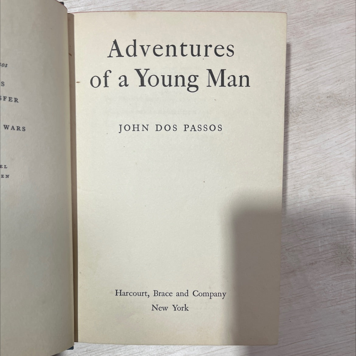adventures of a young man book, by john dos passos, 1939 Hardcover, First Edition, Antique image 2