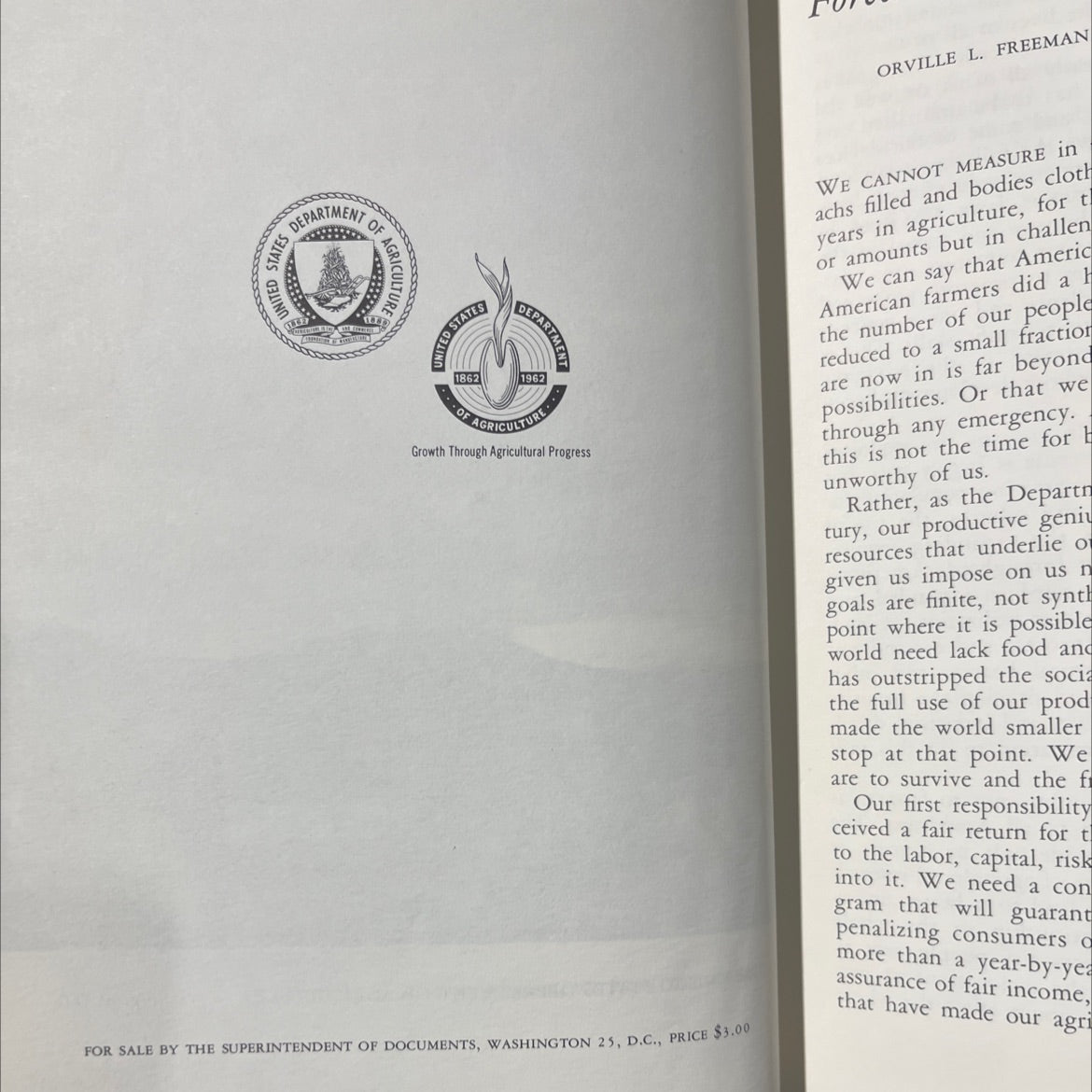 after hundred years the yearbook of agriculture 1962 book, by orville l. freeman, 1962 Hardcover image 3