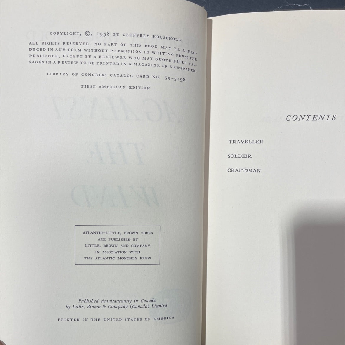 against the wind book, by geoffrey household, 1958 Hardcover image 3