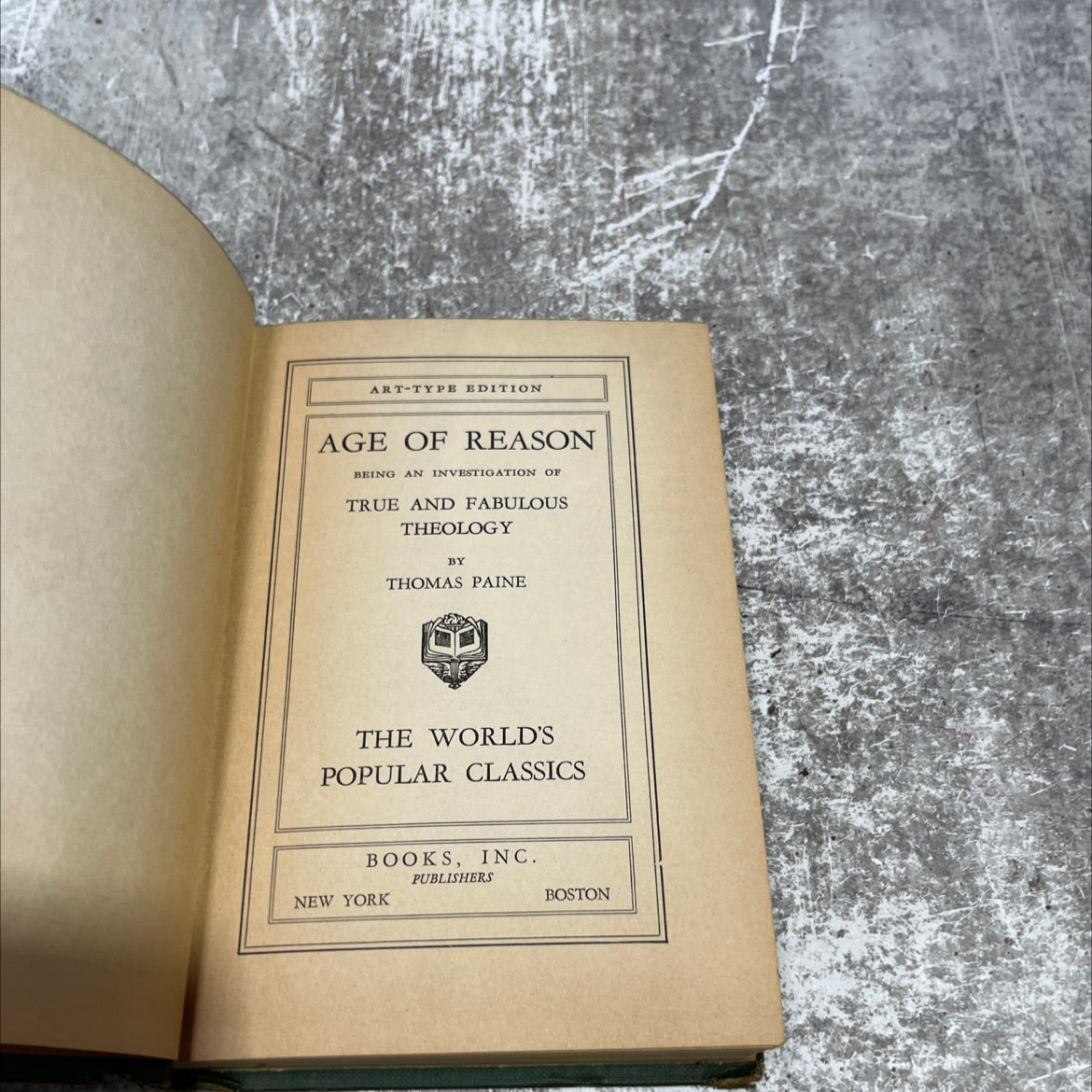 age of reason being an investigation of true and fabulous theology book, by thomas paine, 1970 Hardcover image 2