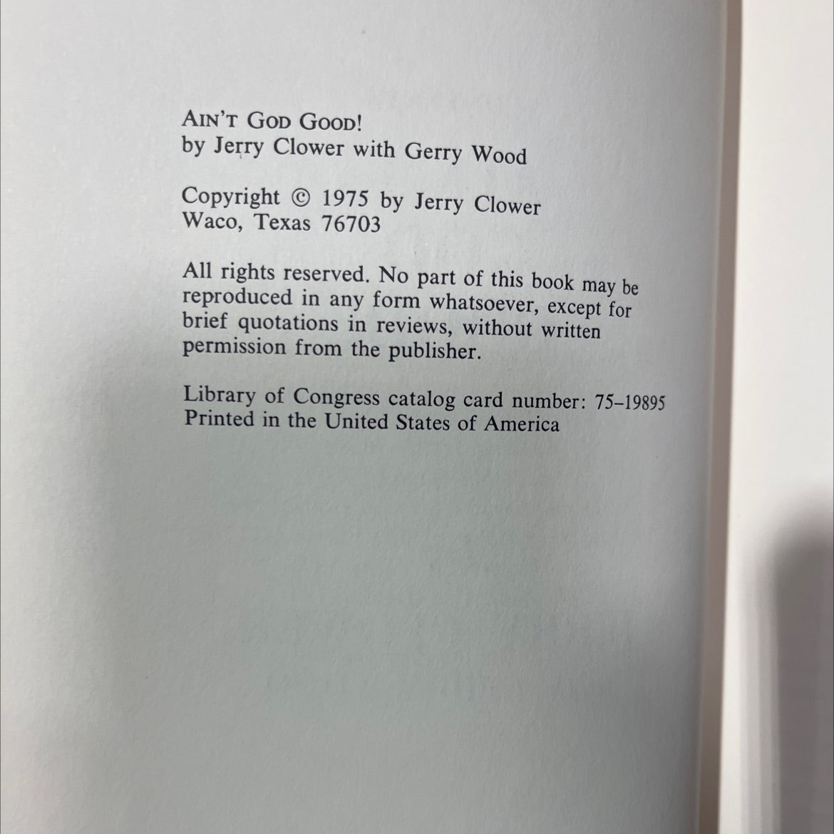 ain't god good! book, by jerry clower, 1975 Hardcover image 3