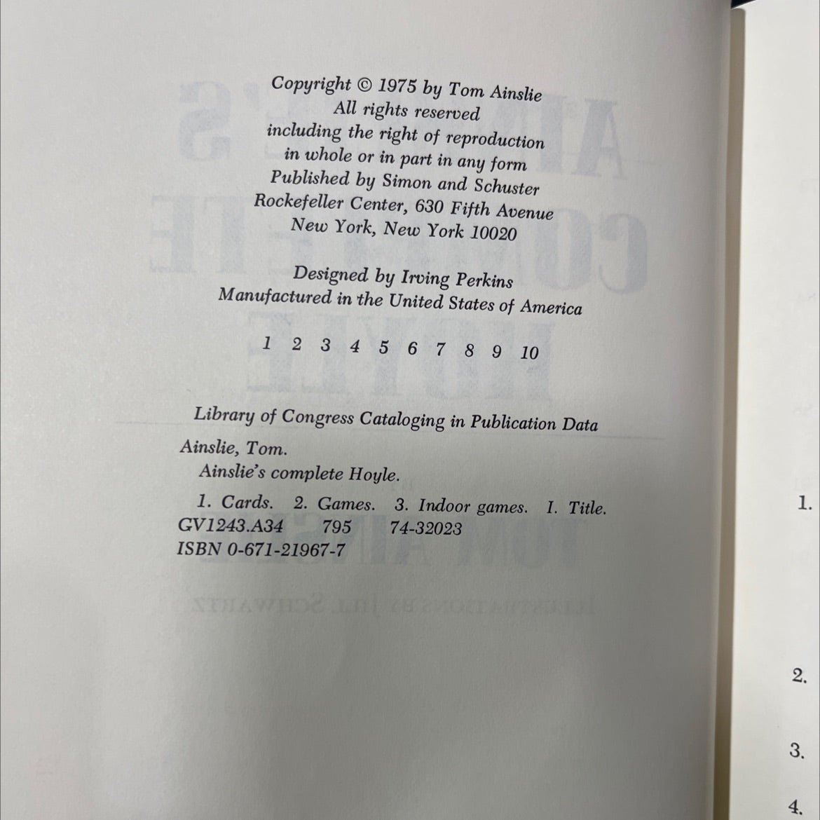 ainslie's complete hoyle book, by Tom Ainslie, 1975 Hardcover image 3