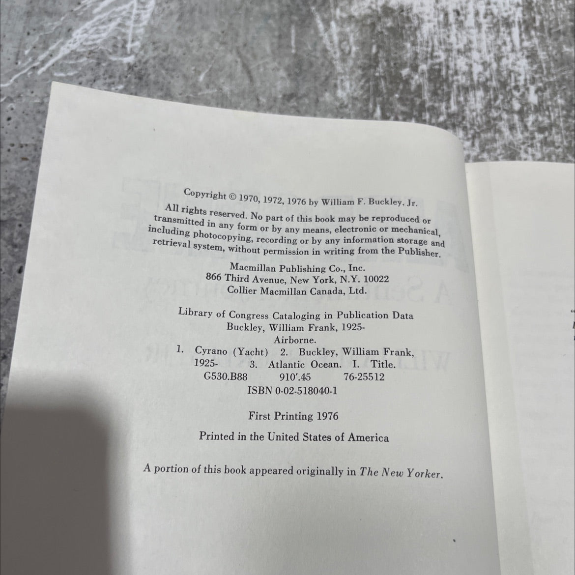 airborne a sentimental journey book, by william f. buckley, jr., 1976 Hardcover image 3