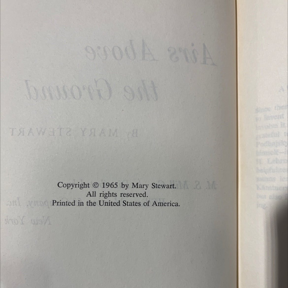 airs above the ground book, by mary stewart, 1965 Hardcover image 3