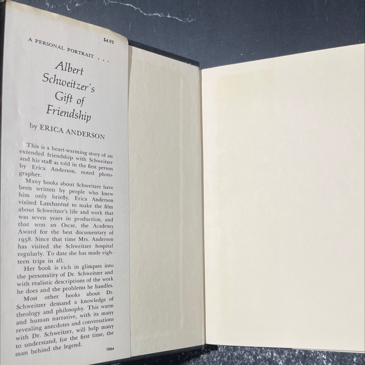 albert schweitzer's gift of friendship book, by erica anderson, 1964 Hardcover image 4