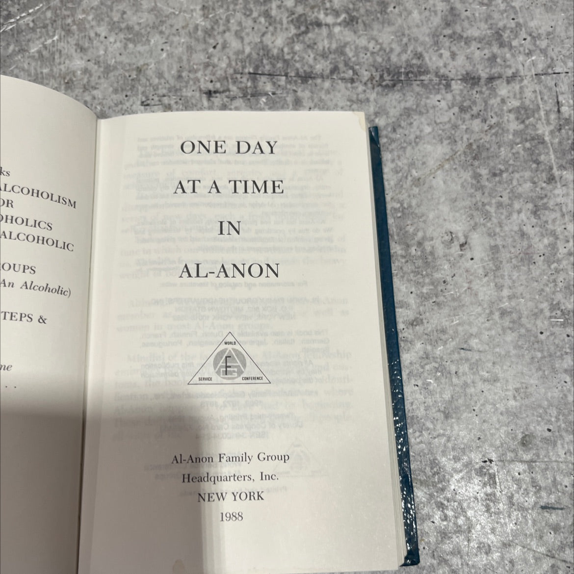 alcoholism and one day at a time in al-anon world service conference book, by unknown, 1988 Hardcover image 2