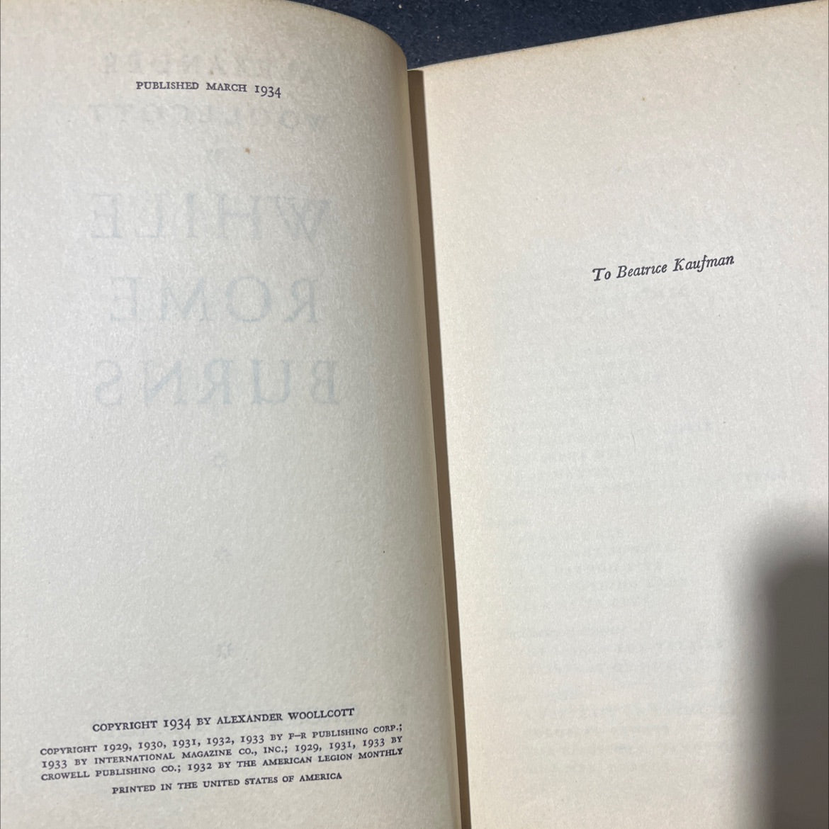 alexander woollcott while rome burns book, by alexander woollcott, 1934 Hardcover image 3