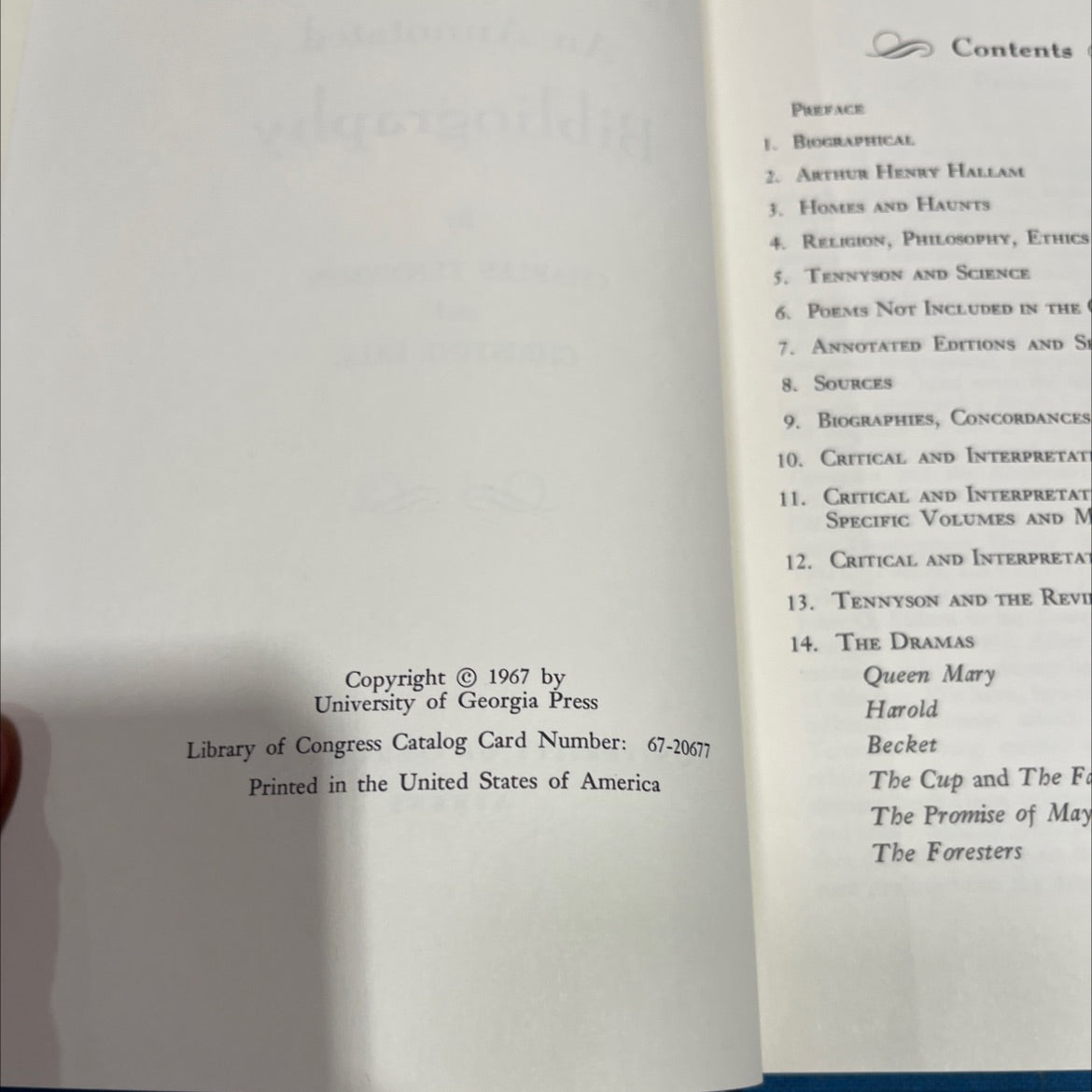 alfred tennyson an annotated bibliography book, by charles tennyson and christine fall, 1967 Hardcover image 3
