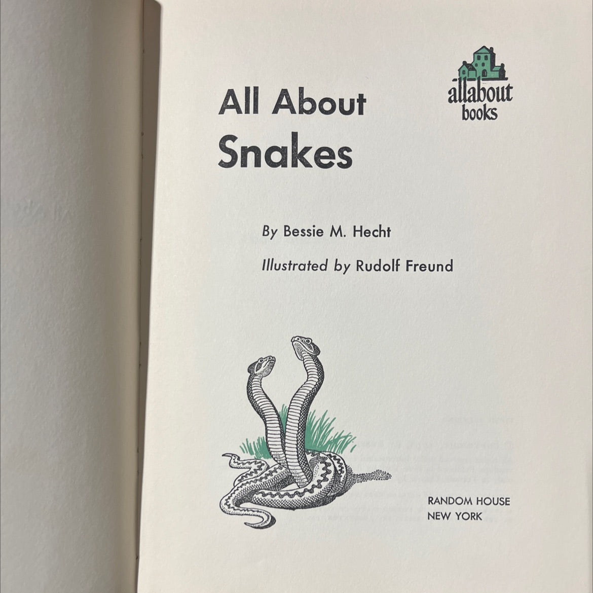 all about snakes book, by Bessie M. Hecht, 1956 Hardcover image 2