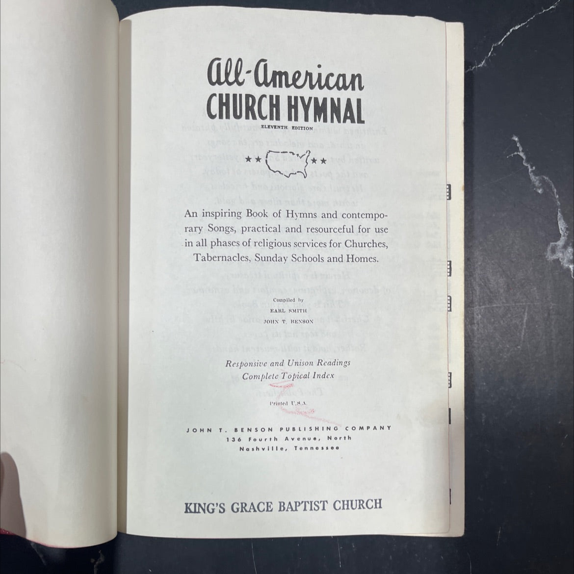 all-american church hymnal eleventh edition book, by earl smith, john t. benson, unknown Hardcover image 3