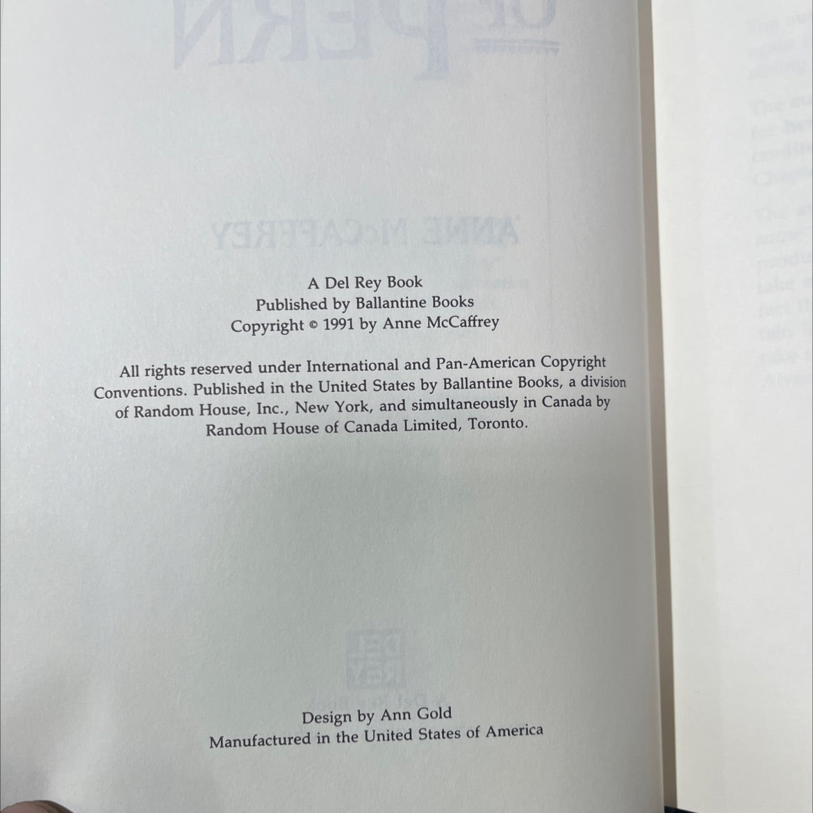 all the weyrs of pern book, by anne mccaffrey, 1991 Hardcover image 3