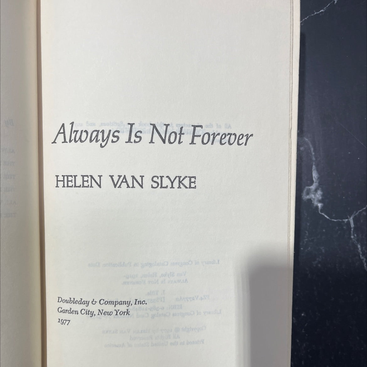 always is not forever book, by helen van slyke, 1977 Hardcover image 2