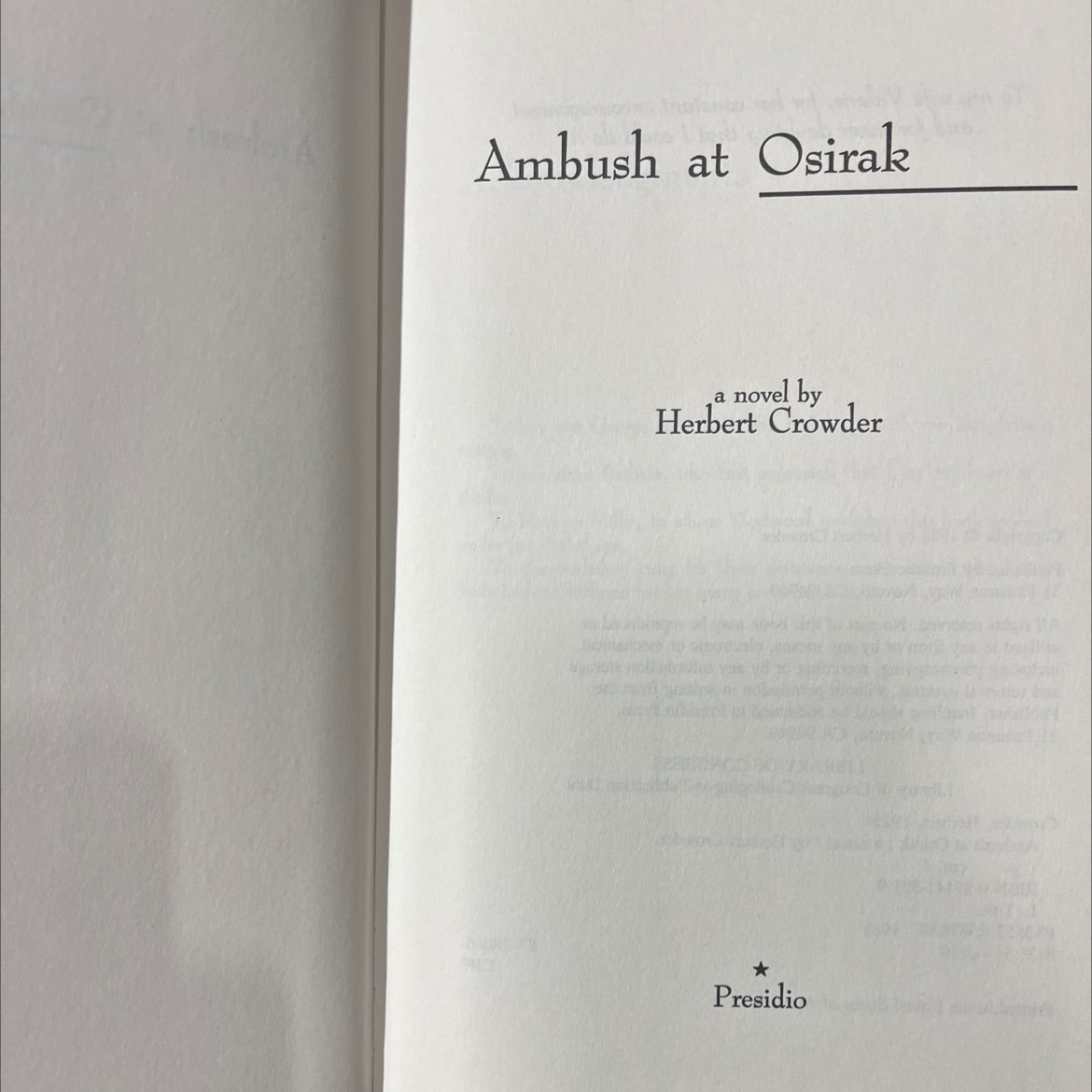 ambush at osirak book, by herbert crowder, 1988 Hardcover image 2