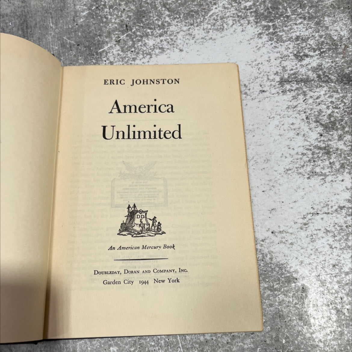 america unlimited book, by eric johnston, 1944 Hardcover image 2