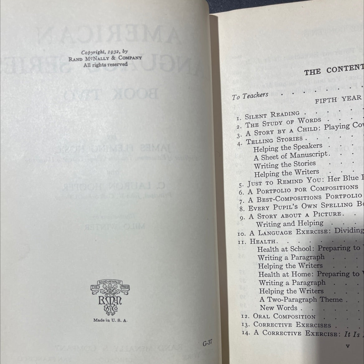 american language series book two book, by james fleming hosic and c. lauron hooper, 1932 Hardcover image 3