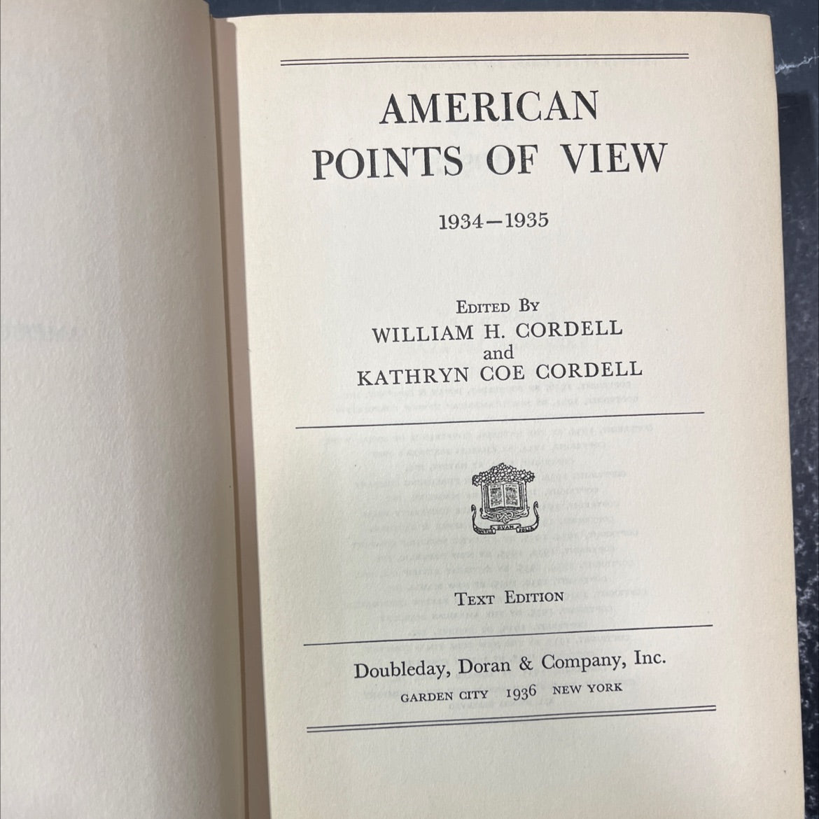 american points of view book, by william h. cordell, kathryn coe cordell, 1936 Hardcover image 2