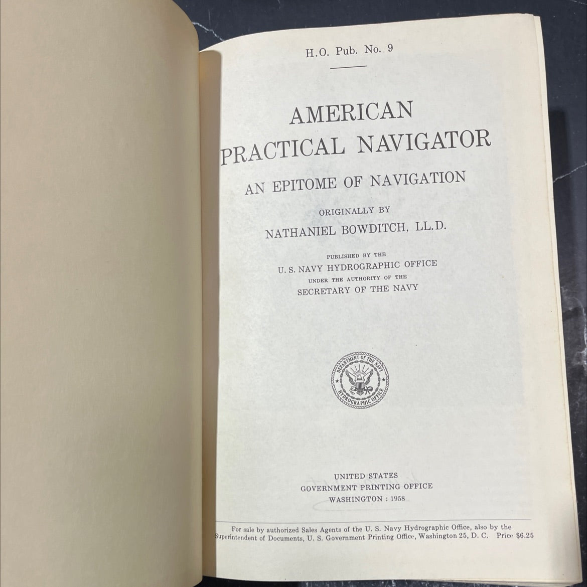 american practical navigator an epitome of navigation book, by nathaniel bowditch, 1958 Hardcover image 2