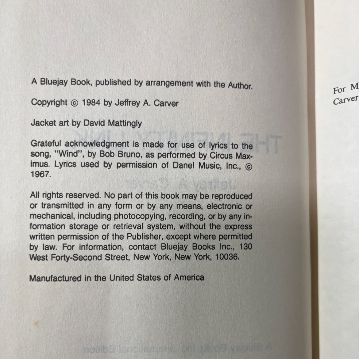 ami bht the infinity link book, by Jeffrey A. Carver, 1984 Hardcover image 3
