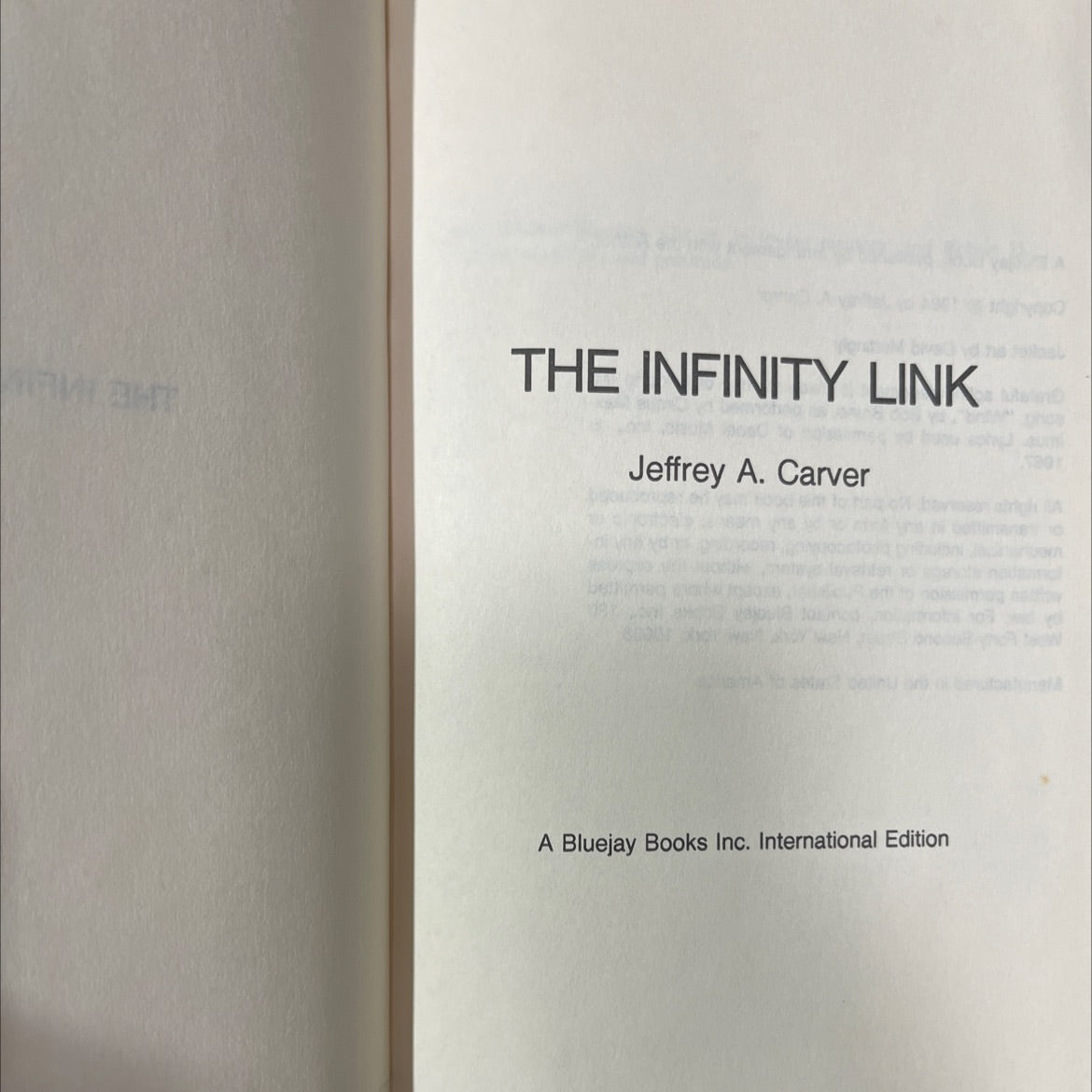 ami bht the infinity link book, by Jeffrey A. Carver, 1984 Hardcover image 2