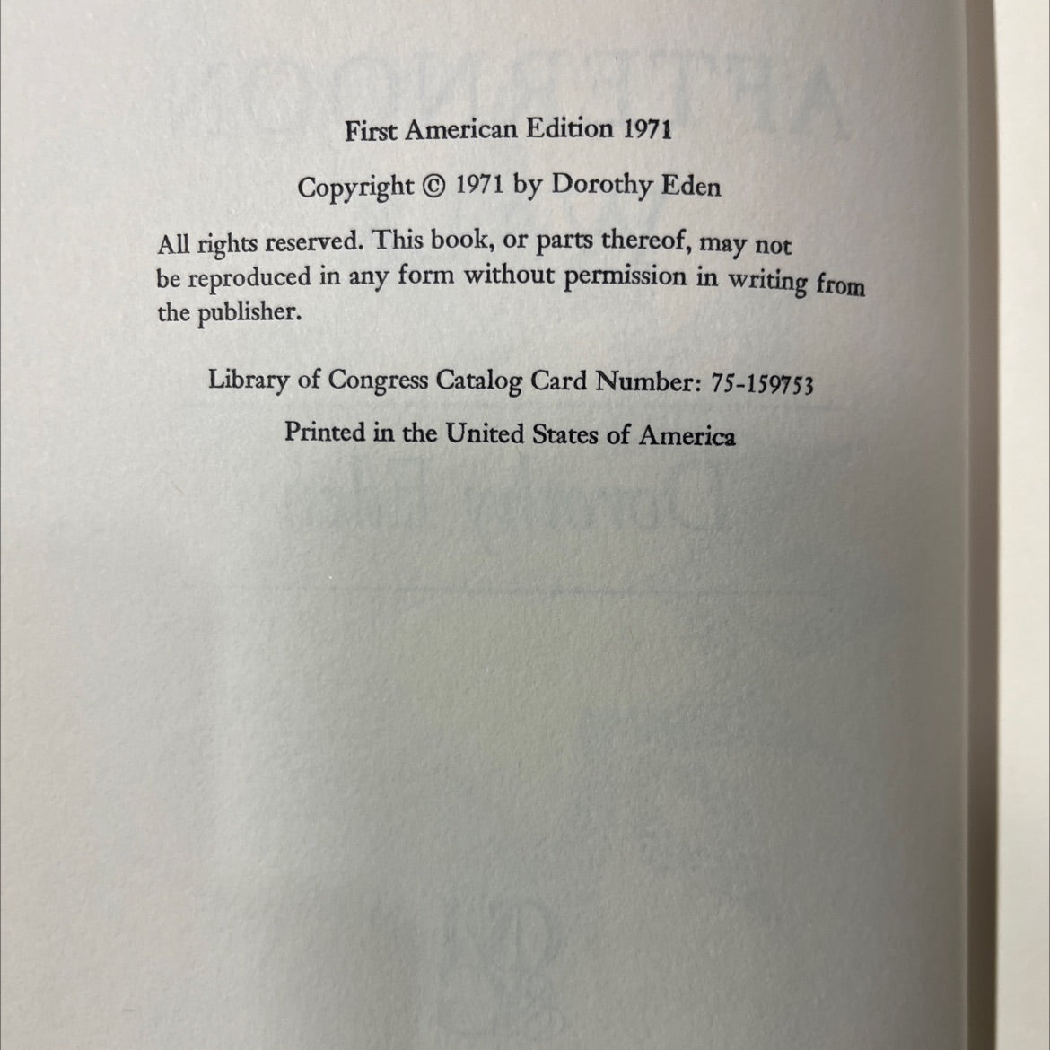 an afternoon walk book, by dorothy eden, 1971 Hardcover image 3