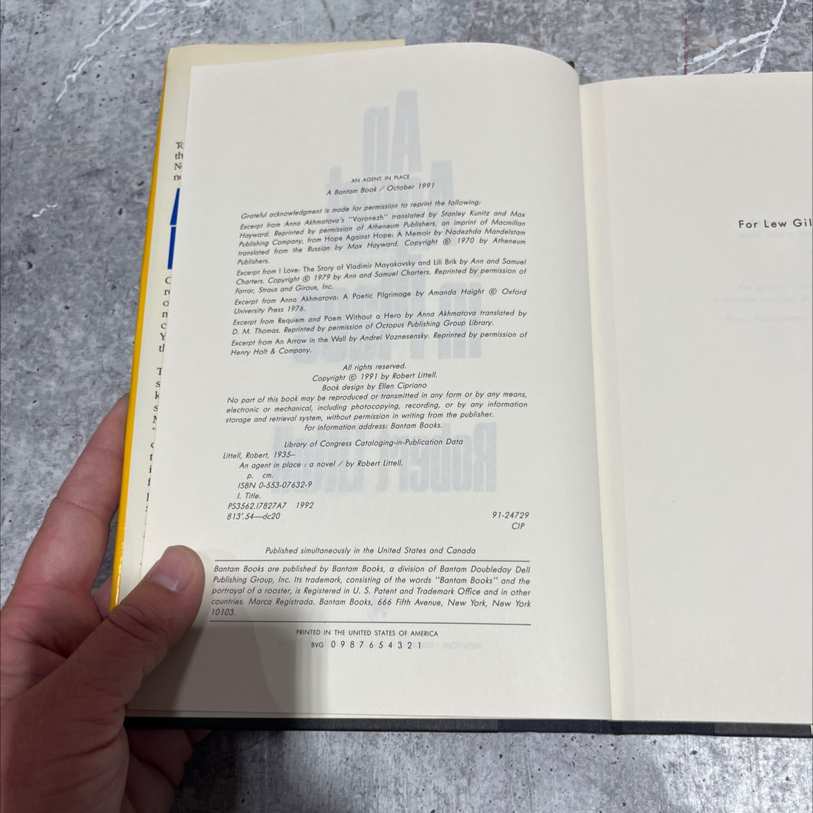 an agent in place book, by robert littell, 1991 Hardcover image 3