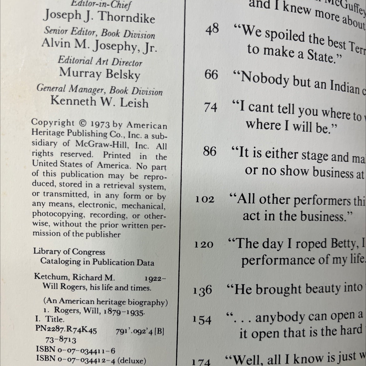 an american heritage biography will rogers his life and times book, by richard m. ketchum, 1973 Hardcover image 3