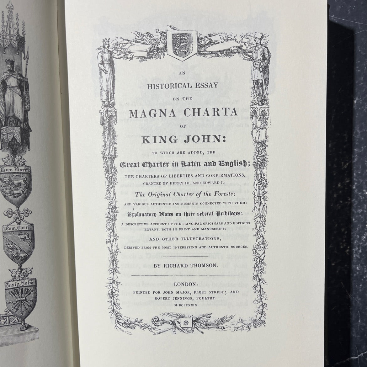 an historical essay on the magna charta of king john book, by richard thomson, 1829 Leather image 2