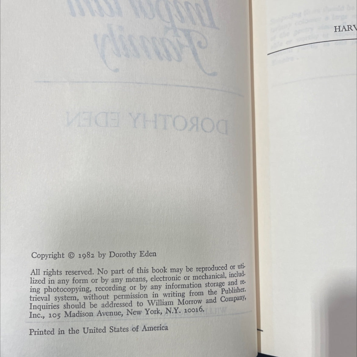 an important family book, by dorothy eden, 1982 Hardcover image 3