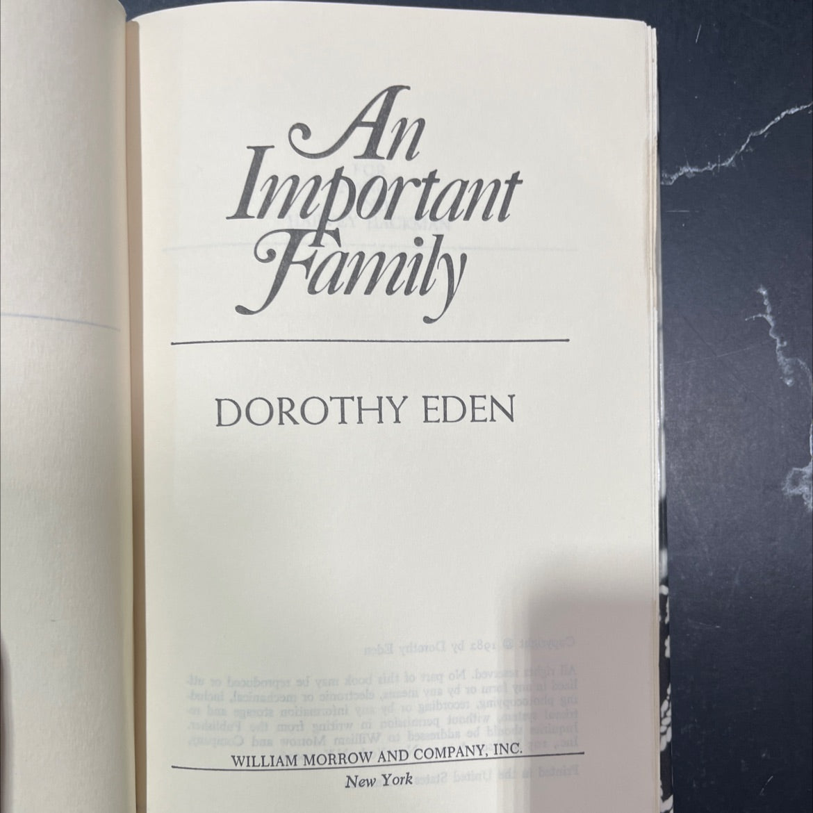 an important family book, by dorothy eden, 1982 Hardcover image 2