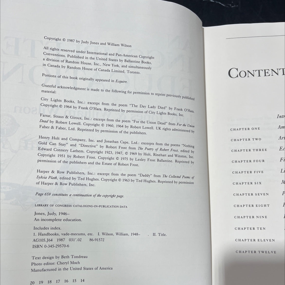 an incomplete education book, by Judy Jones & William Wilson, 1987 Hardcover image 3