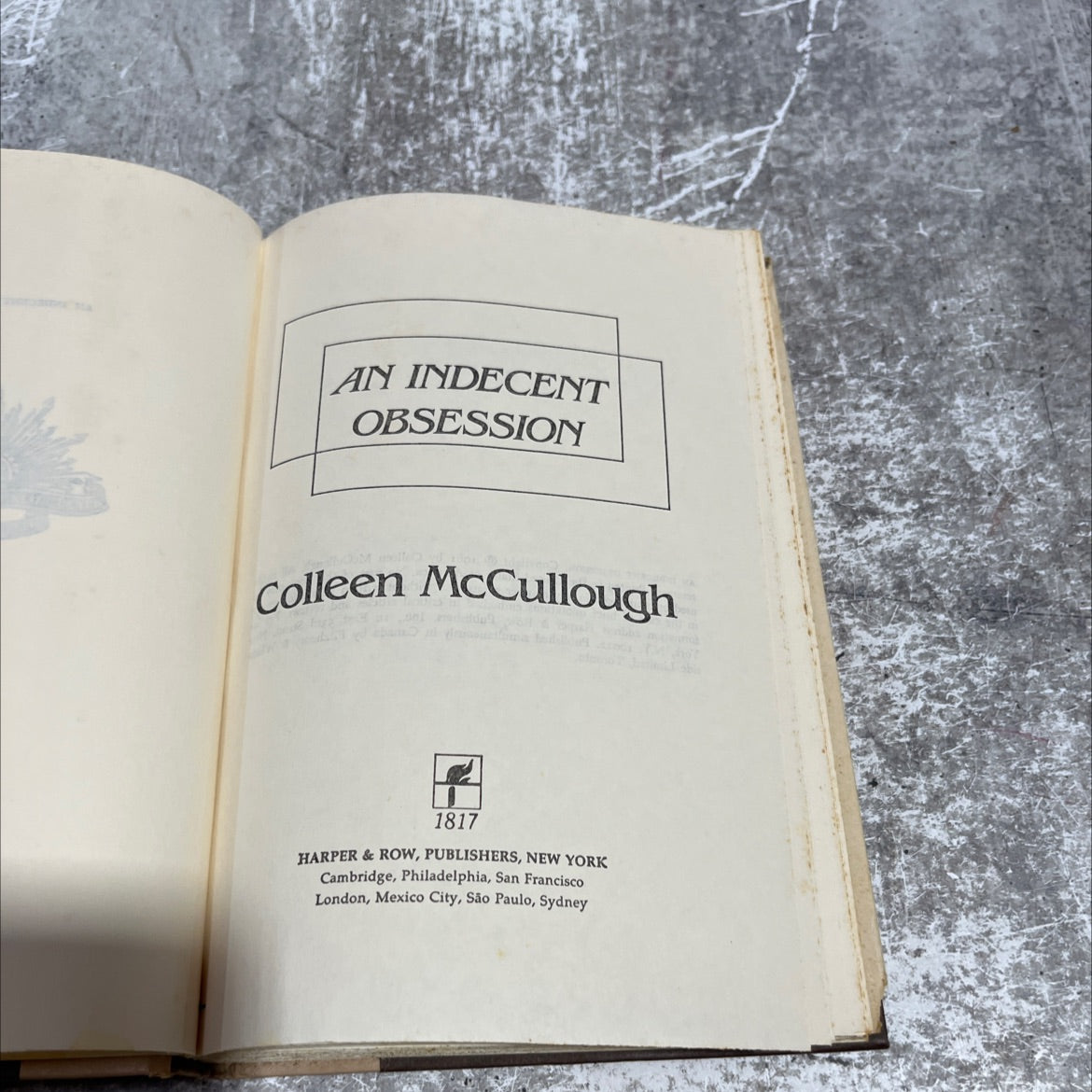 an indecent obsession book, by Colleen McCullough, 1981 Hardcover image 2