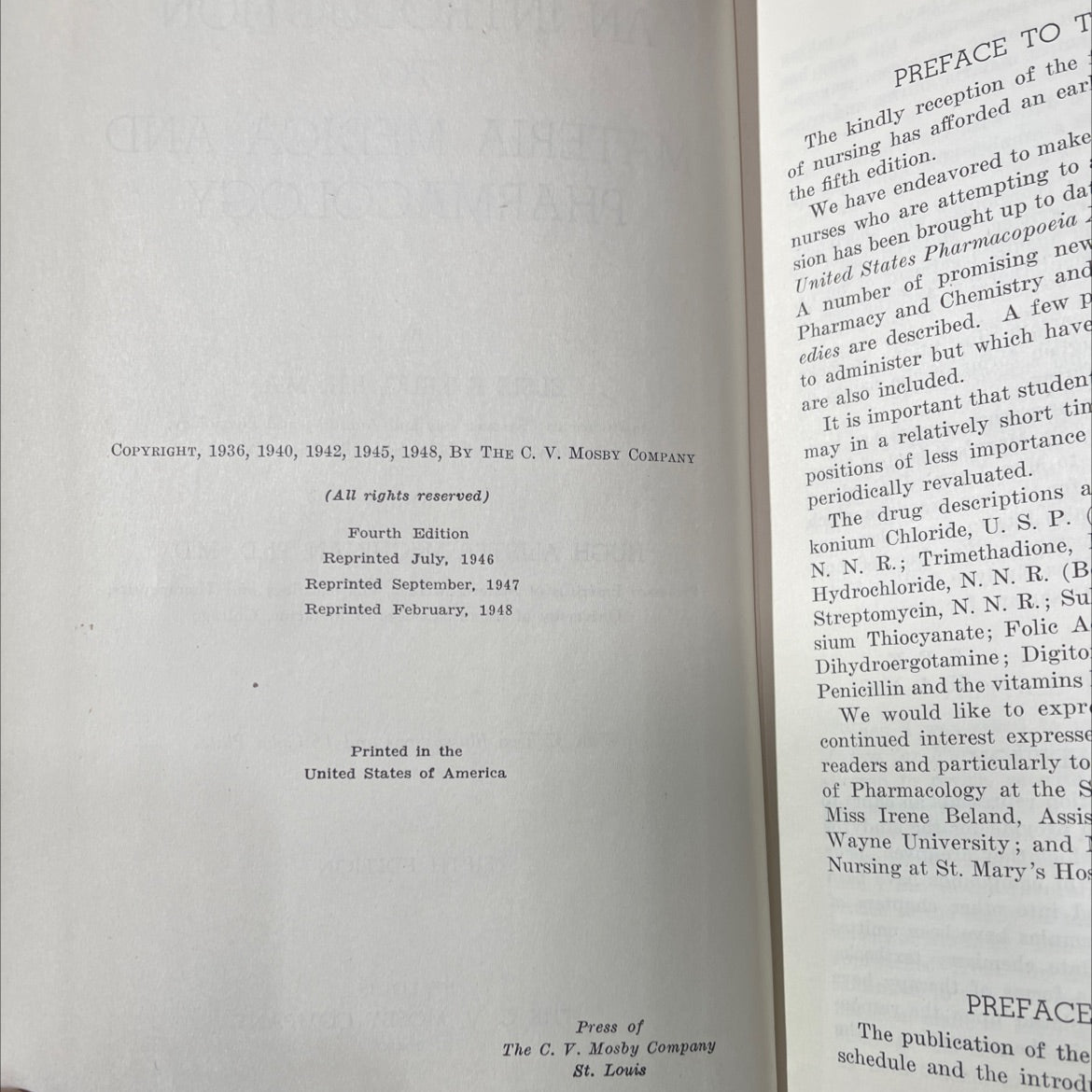 an introduction to materia medica and pharmacology book, by elsie e. krug, hugh alister mcguigan, 1948 Hardcover image 3