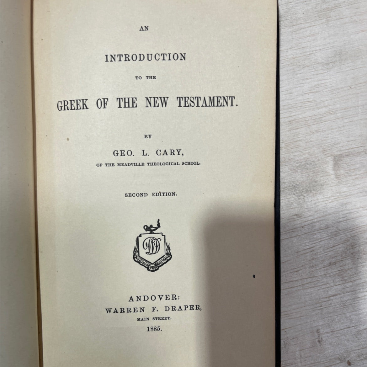 an introduction to the greek of the new testament book, by geo. l. cary, 1885 Hardcover, Antique image 2