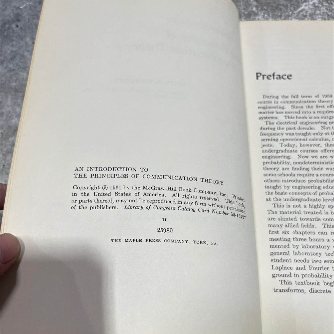 an introduction to the principles of communication theory book, by john c. hancock, 1961 Hardcover image 3