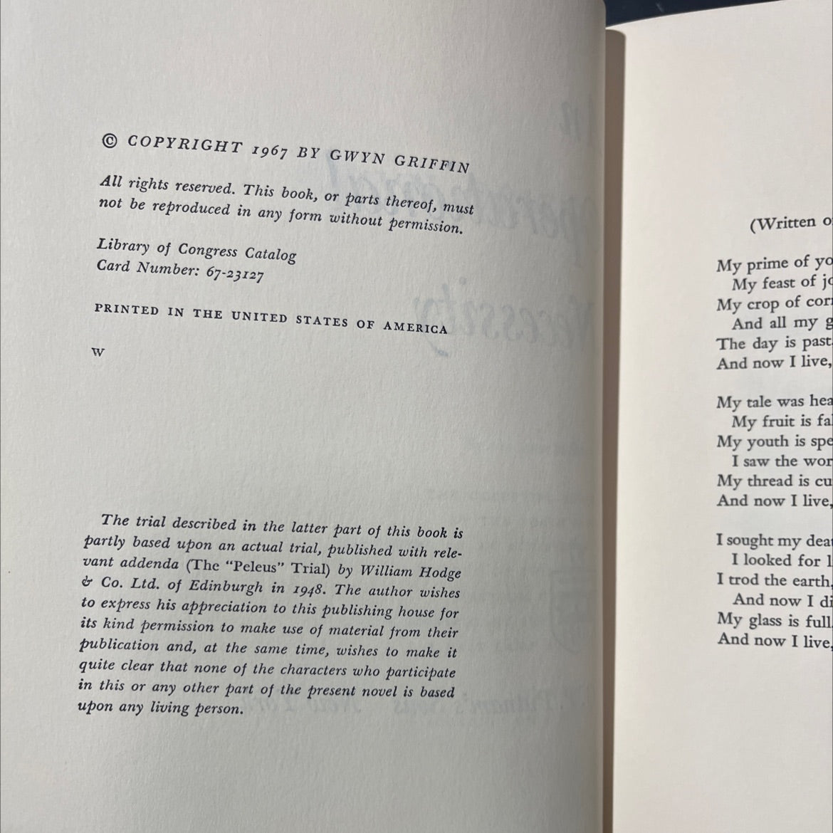 an operational necessity book, by gwyn griffin, 1967 Hardcover image 3