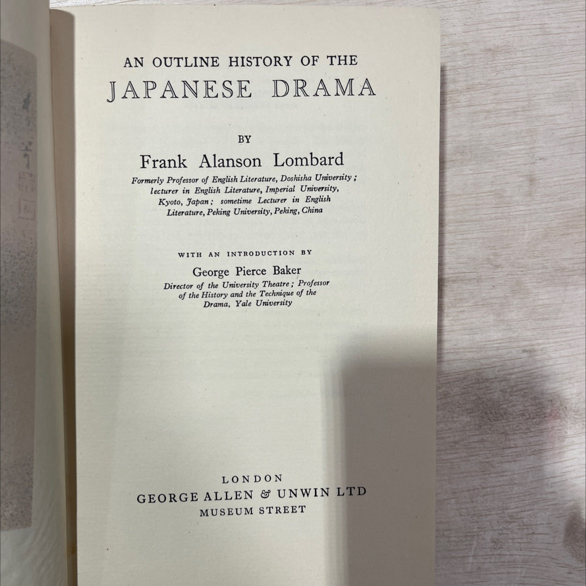 an outline history of the japanese drama book, by frank alanson lombard, 1928 Hardcover, First Edition, Antique image 2