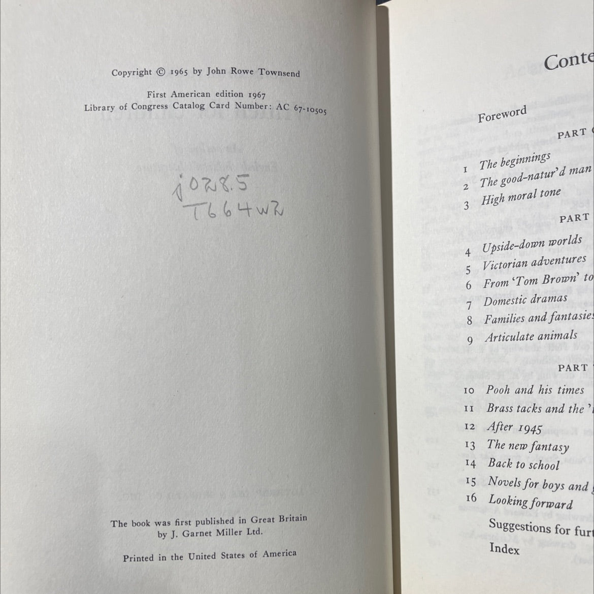 an outline of english children's literature book, by john rowe townsend, 1967 Hardcover image 3