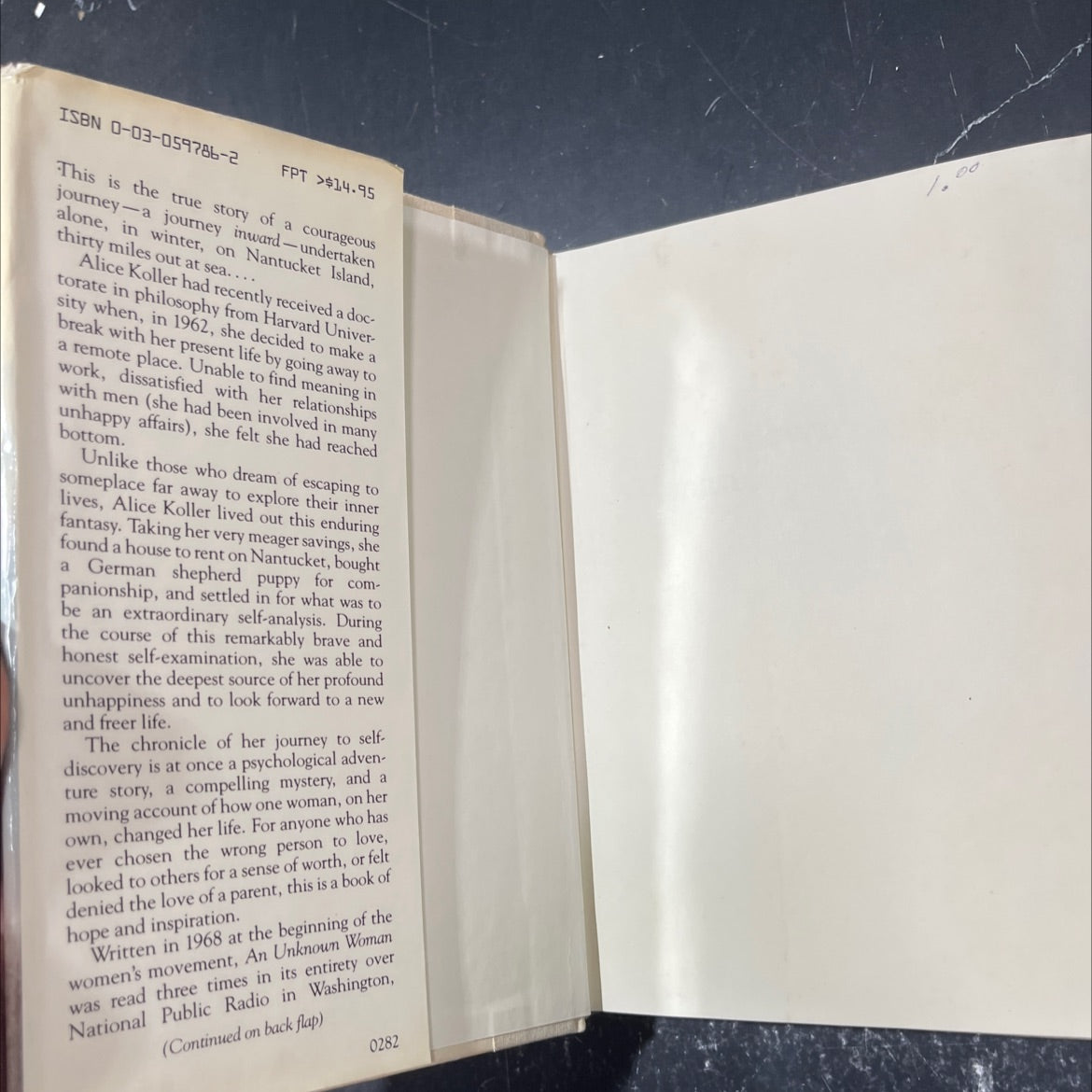 an unknown woman a journey to self-discovery book, by alice koller, 1981 Hardcover image 4