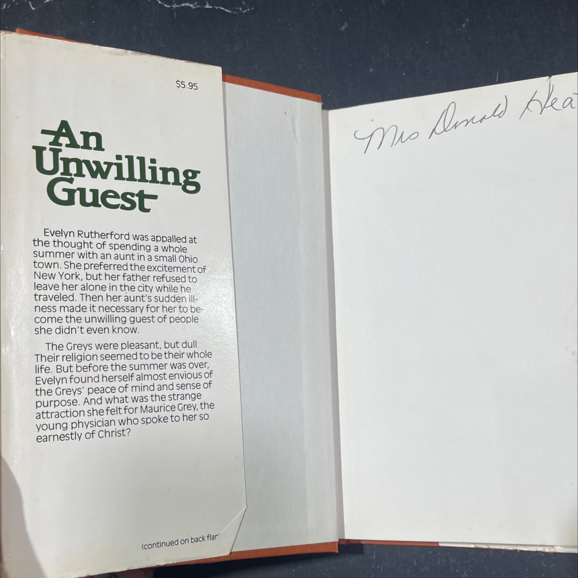 an unwilling guest book, by grace livingston hill, 1982 Hardcover image 4