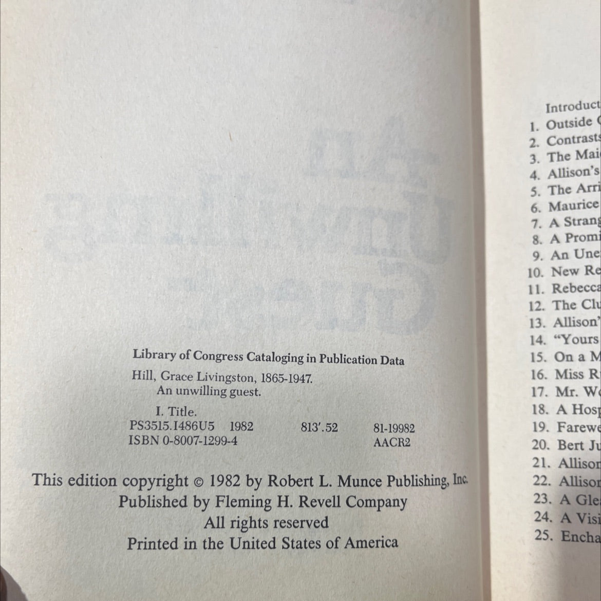 an unwilling guest book, by grace livingston hill, 1982 Hardcover image 3