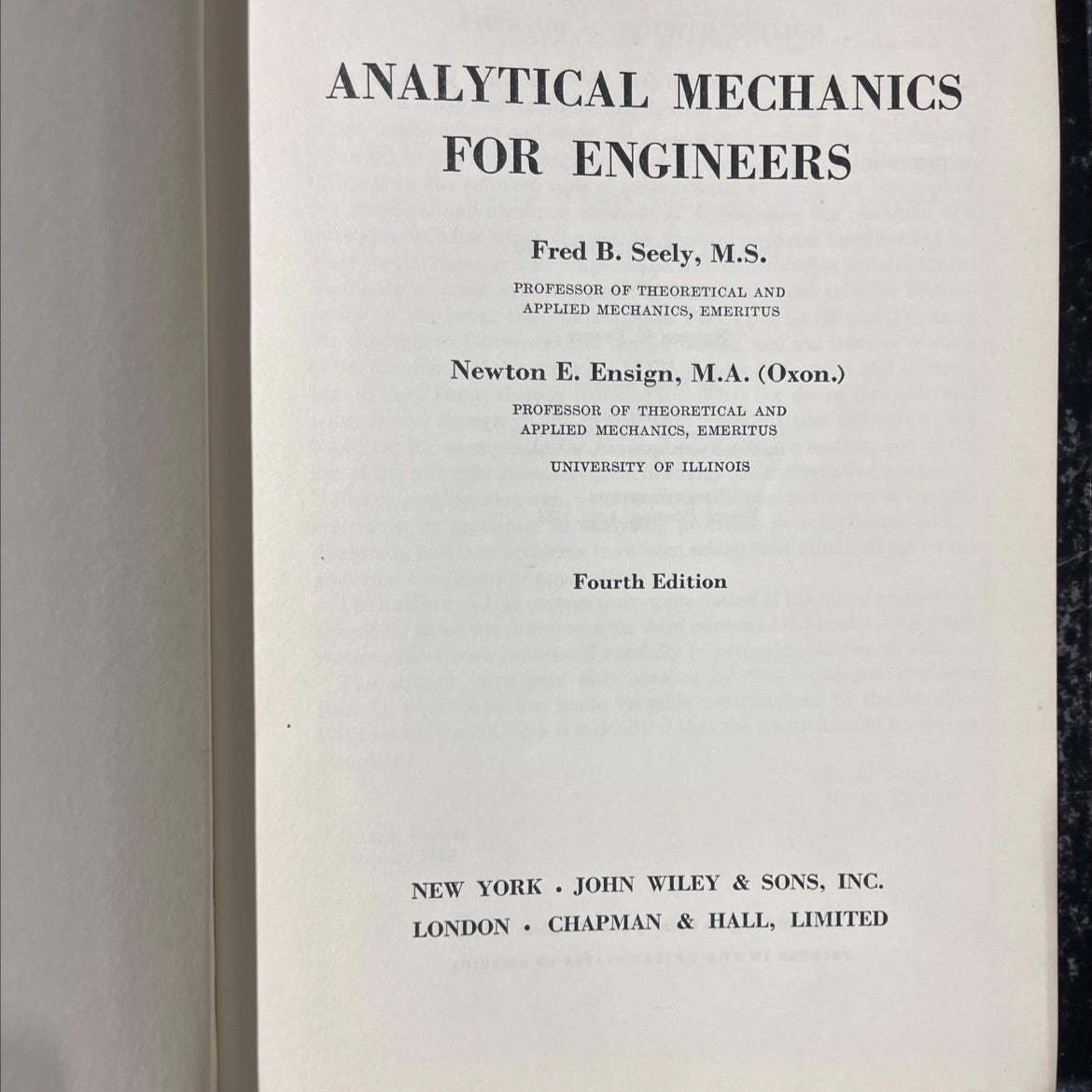 analytical mechanics for engineers book, by fred b. seely, newton e. ensign, 1952 Hardcover image 2