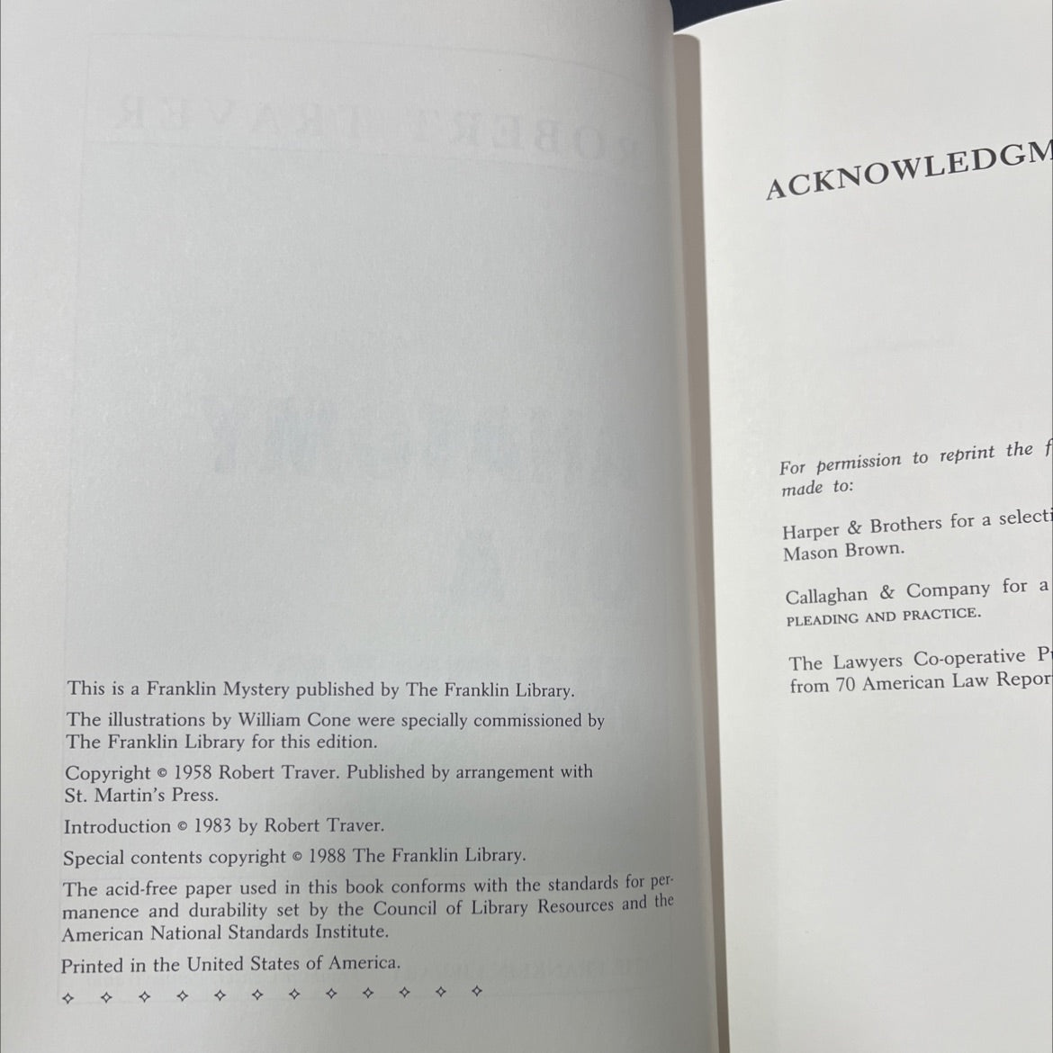 anatomy of a murder book, by robert traver, 1988 Leather image 3