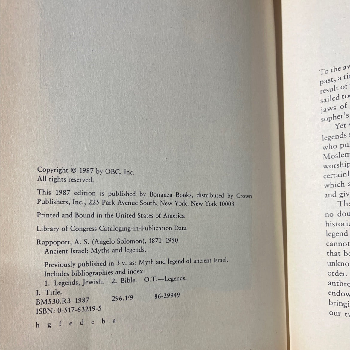 ancient israel: myths and legends book, by angelo s. rappoport, 1987 Hardcover image 3