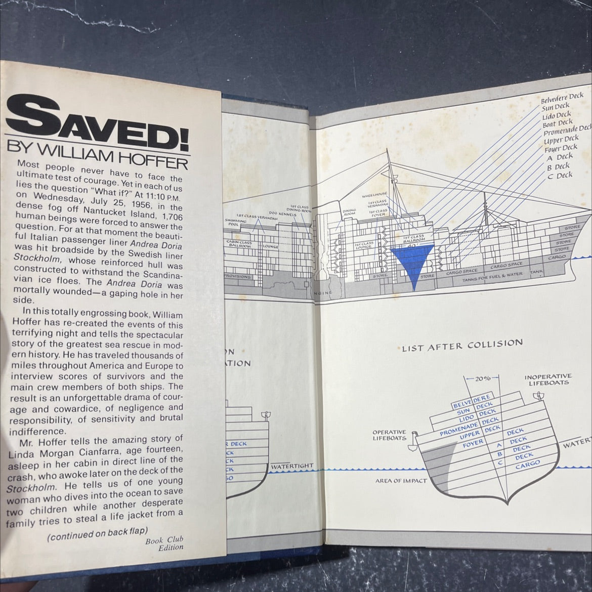 andrea doria: the story of the greatest sea rescue in history book, by william hoffer, 1979 Hardcover image 4