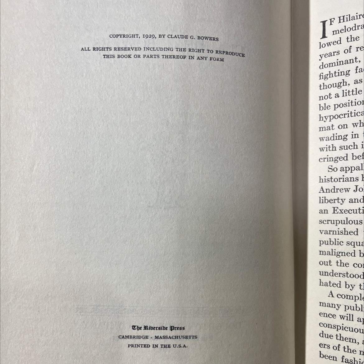 andrew johnson the tragic era the revolution after lincoln book, by claude g. bowers, 1929 Hardcover image 3