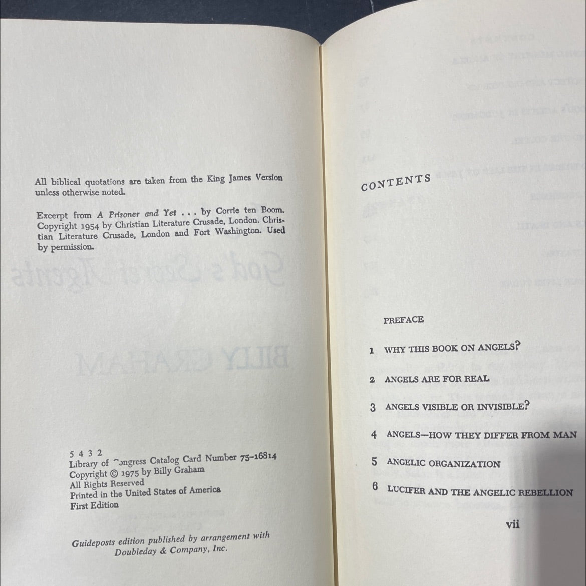 angels: god's secret agents book, by billy graham, 1975 Hardcover image 3