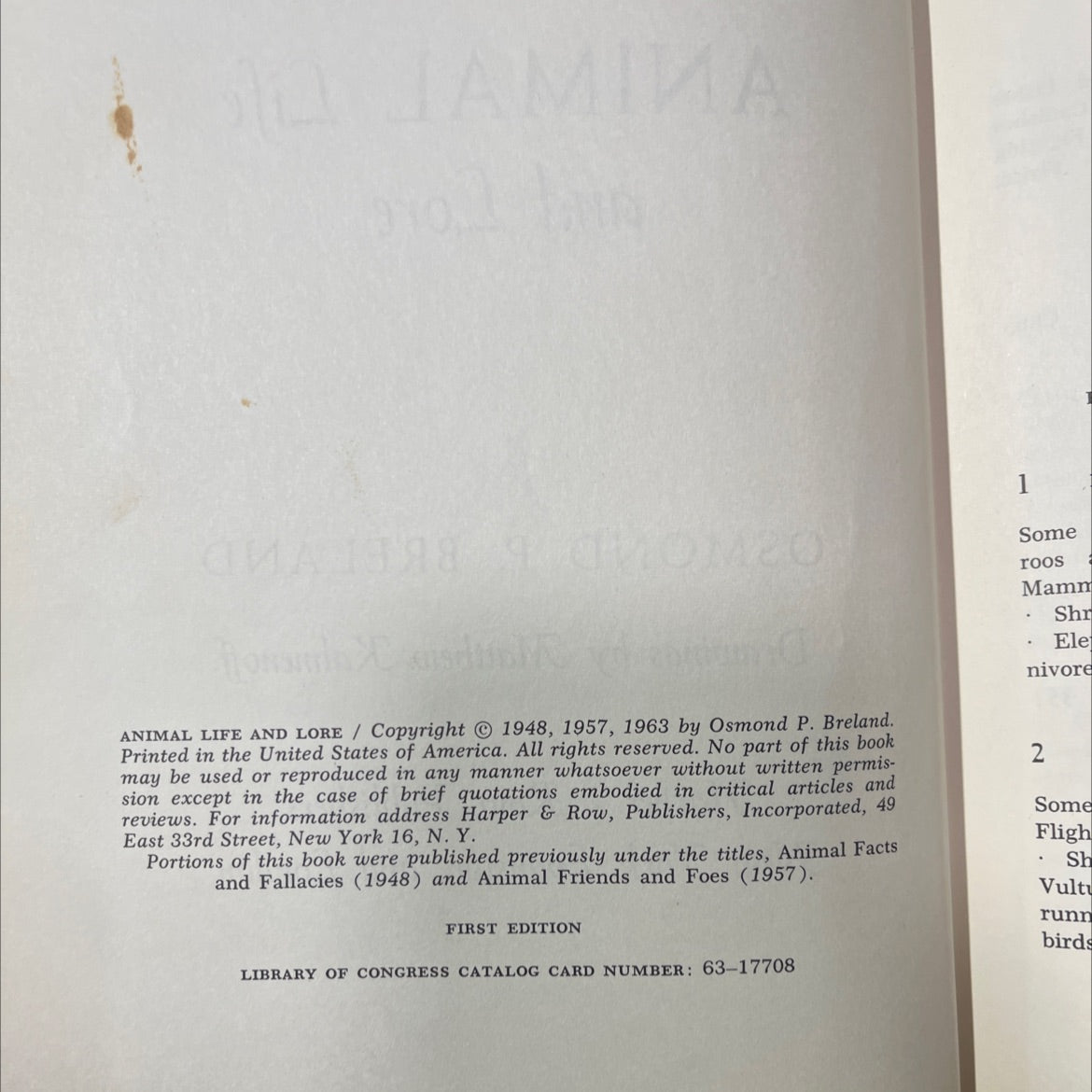 animal life and lore book, by osmond p. breland, 1963 Hardcover image 3