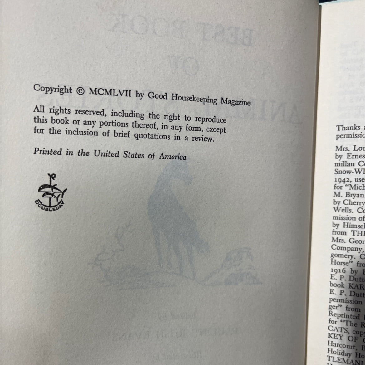 animal stories book, by pauline rush evans, 1957 Hardcover image 3