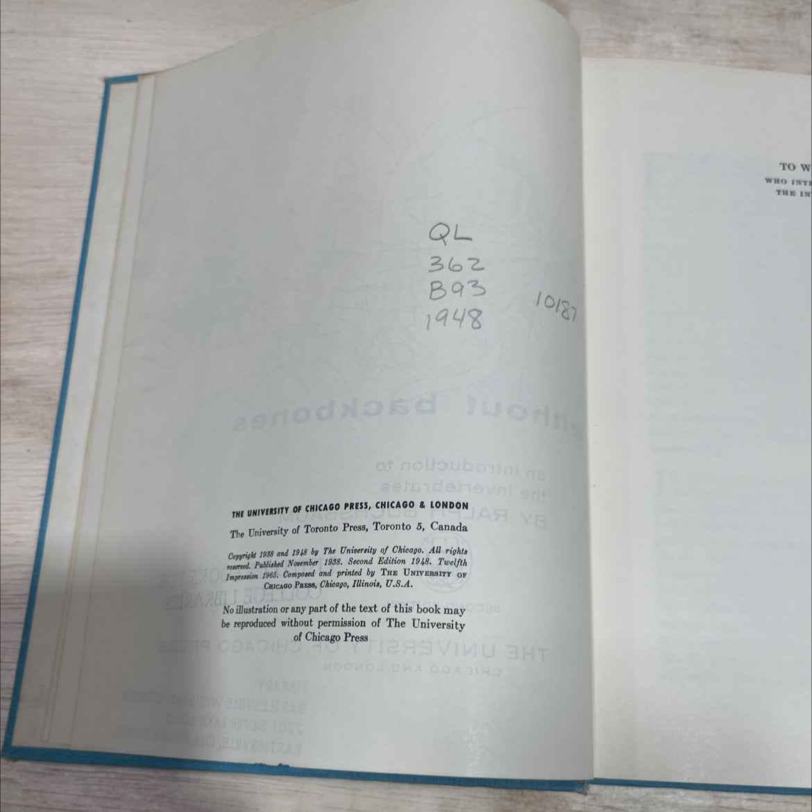 animals without backbones an introduction to the invertebrates book, by ralph buchsbaum, 1948 Hardcover image 3